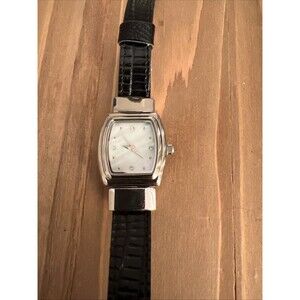 Mary Kay Watch Women Silver Tone MOP Dial Reversible Band Black/Brown New Bat
